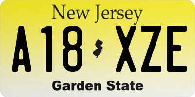 NJ license plate A18XZE