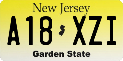 NJ license plate A18XZI