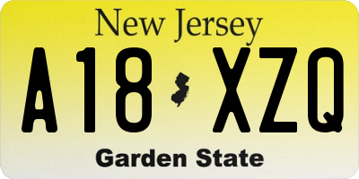 NJ license plate A18XZQ