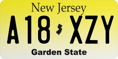 NJ license plate A18XZY
