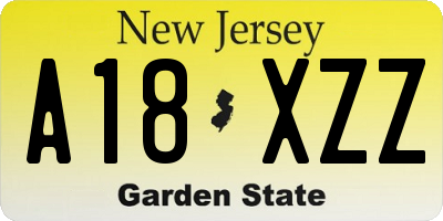 NJ license plate A18XZZ