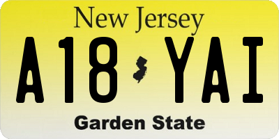 NJ license plate A18YAI