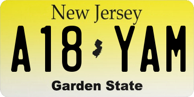 NJ license plate A18YAM