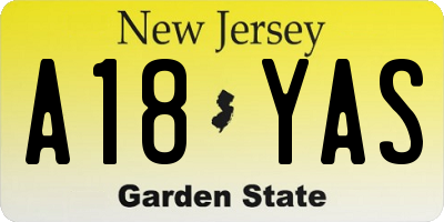 NJ license plate A18YAS