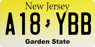 NJ license plate A18YBB