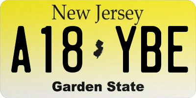 NJ license plate A18YBE