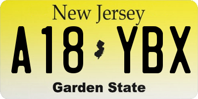 NJ license plate A18YBX