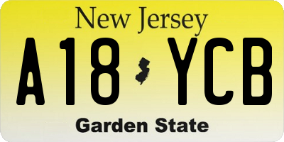 NJ license plate A18YCB