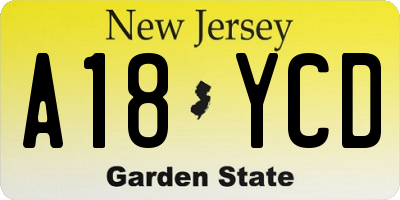 NJ license plate A18YCD