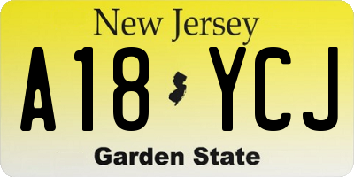 NJ license plate A18YCJ