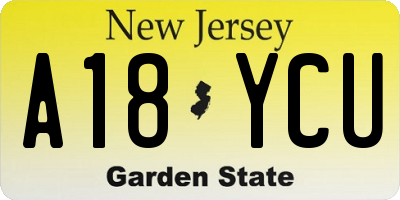 NJ license plate A18YCU