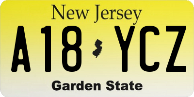 NJ license plate A18YCZ