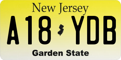 NJ license plate A18YDB