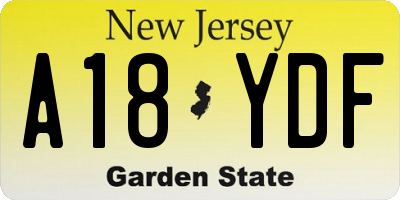 NJ license plate A18YDF