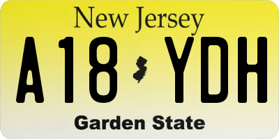 NJ license plate A18YDH