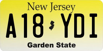 NJ license plate A18YDI