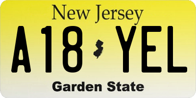 NJ license plate A18YEL