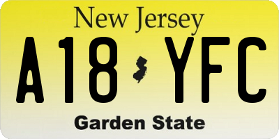 NJ license plate A18YFC