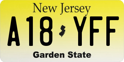 NJ license plate A18YFF