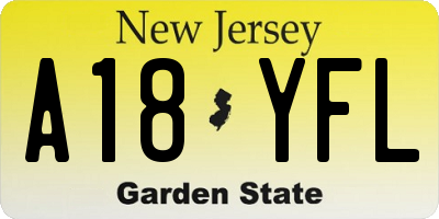 NJ license plate A18YFL