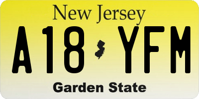 NJ license plate A18YFM