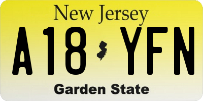NJ license plate A18YFN