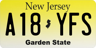 NJ license plate A18YFS
