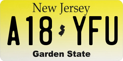 NJ license plate A18YFU