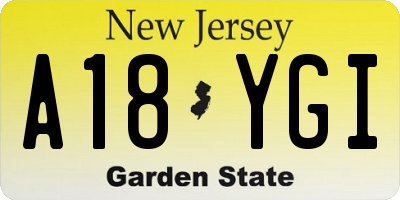 NJ license plate A18YGI