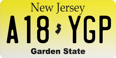 NJ license plate A18YGP
