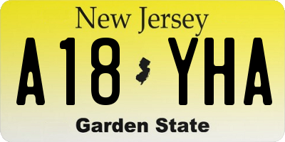 NJ license plate A18YHA