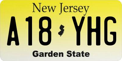 NJ license plate A18YHG