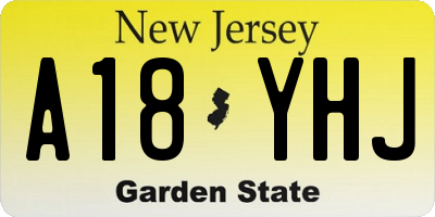 NJ license plate A18YHJ