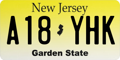 NJ license plate A18YHK