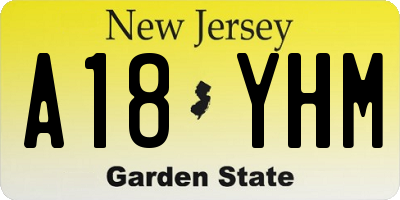 NJ license plate A18YHM