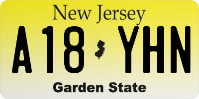 NJ license plate A18YHN