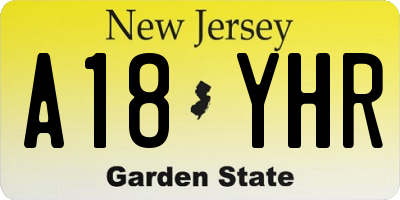 NJ license plate A18YHR