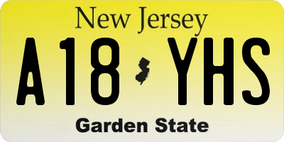 NJ license plate A18YHS
