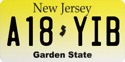 NJ license plate A18YIB