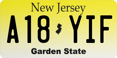 NJ license plate A18YIF