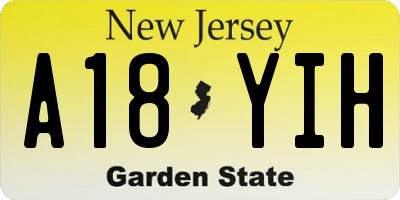 NJ license plate A18YIH