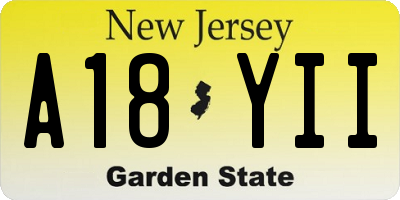 NJ license plate A18YII