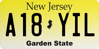 NJ license plate A18YIL
