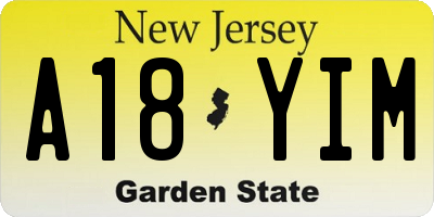 NJ license plate A18YIM