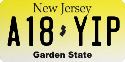 NJ license plate A18YIP