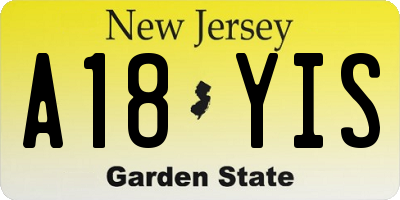 NJ license plate A18YIS