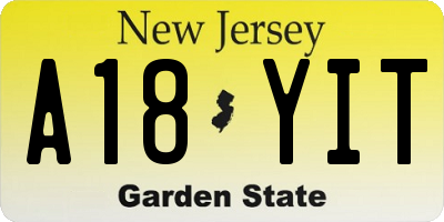 NJ license plate A18YIT