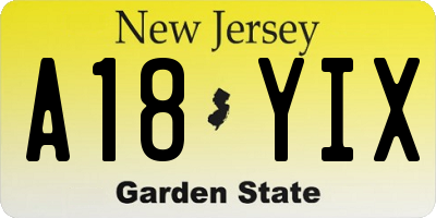 NJ license plate A18YIX