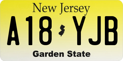 NJ license plate A18YJB
