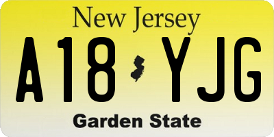 NJ license plate A18YJG